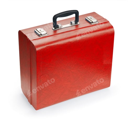 Preview: Red suitcase, isolated on white background