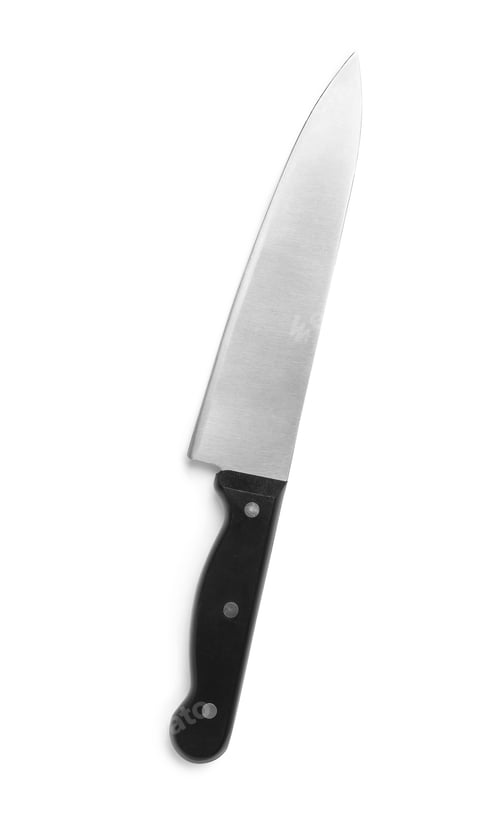 Preview: New clean chef's knife on white background