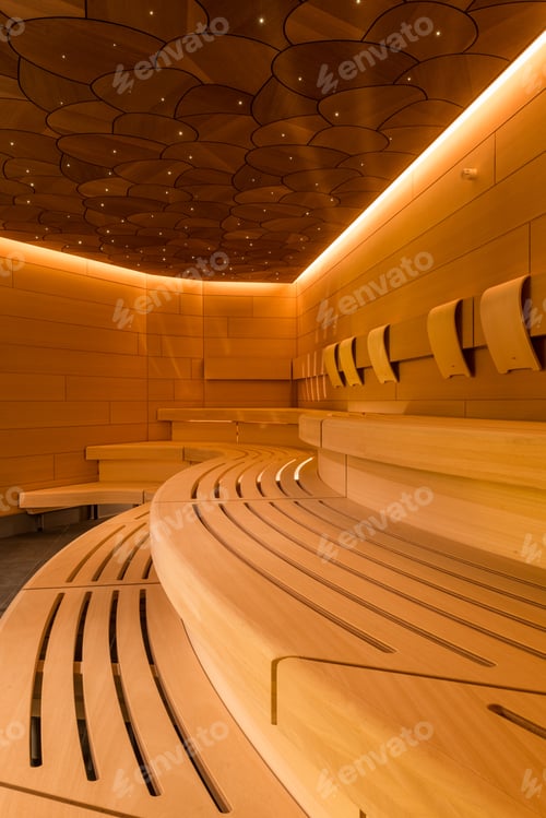 Preview: Vertical shot of a beautiful sauna room design
