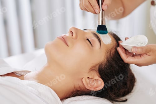 Preview: Beautician applying clay mask