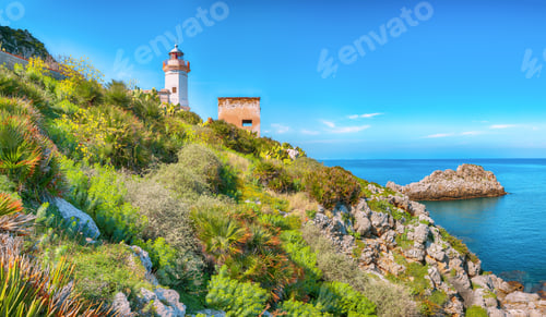 Preview: Incredible sunny day over Capo Zafferano Lighthouse.