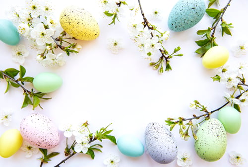 Preview: Top view of painted easter eggs