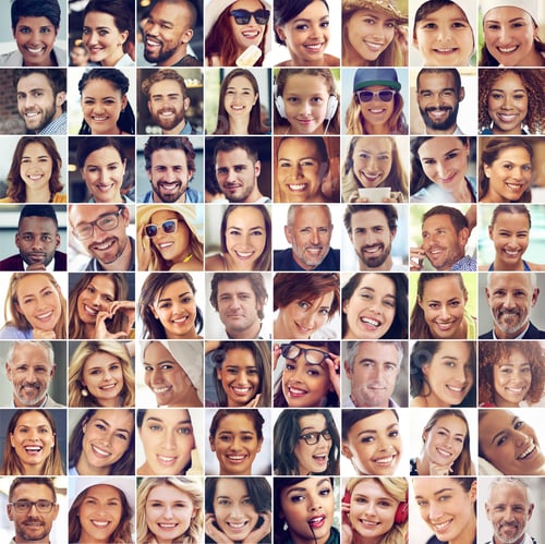 Preview: Living life with a smile. Composite image of a large group of diverse people smiling.