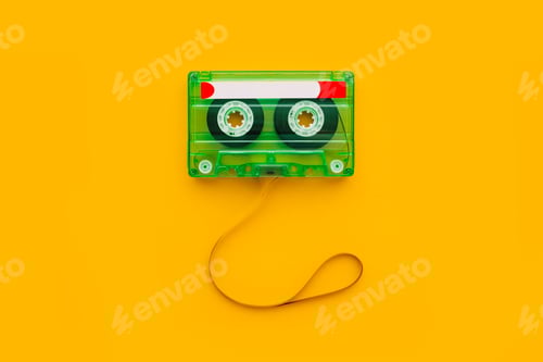 Preview: Top view of audio cassette with tangled tape