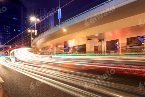 Preview: night city highway traffic