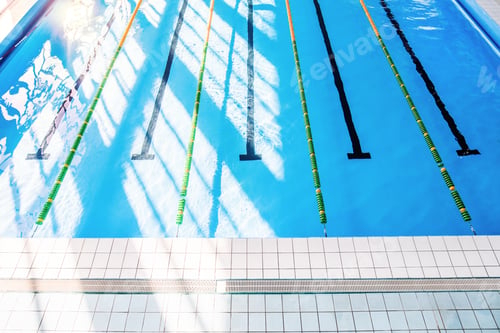 Preview: Lanes of an indoor public swimming pool.