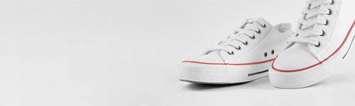 Preview: Casual sneakers on white background, creative minimalism