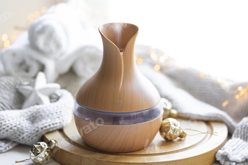 Preview: Still life with an aroma diffuser for moisturizing the air and winter decor.