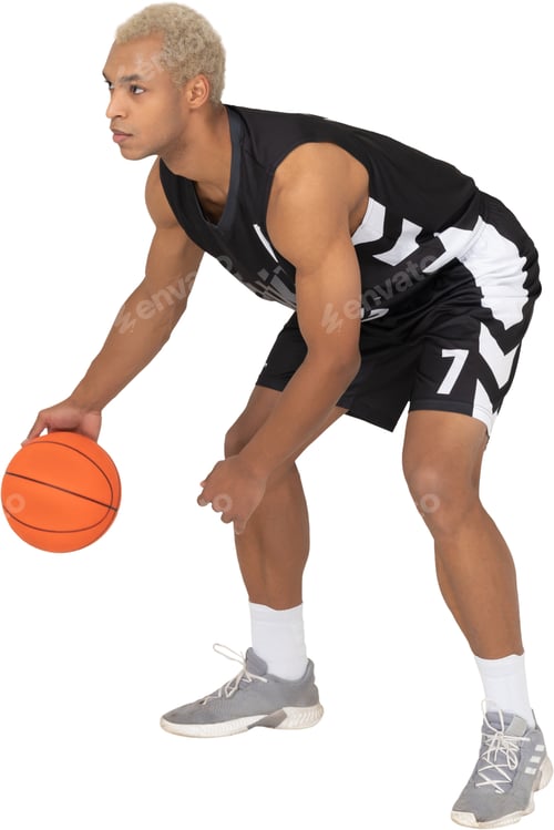 Preview: a young man is holding a basketball in his hand