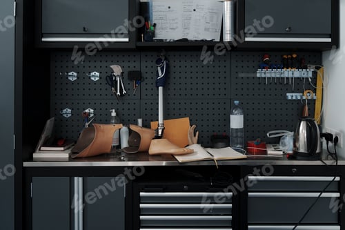 Preview: Assembled prosthetic leg and foot on table