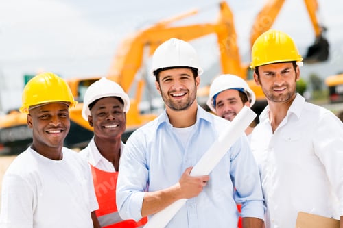 Preview: Happy Group Of Working Men At A Construction Site