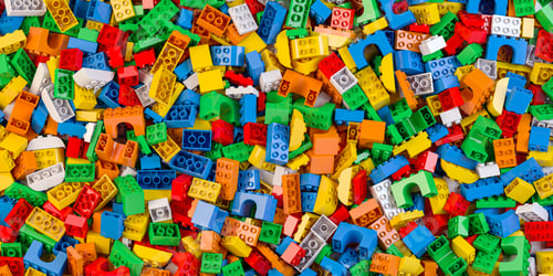 Preview: Heap of colorful toy plastic bricks and blocks