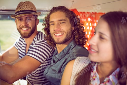 Preview: Hipster friends on road trip on a summers day