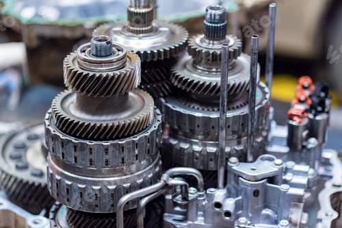 Preview: Close-up helical gears in car automatic transmission