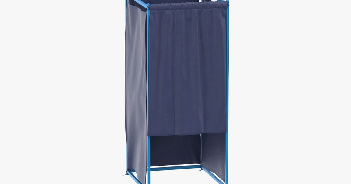 Blue Frame Voting Booth with Curtain 3D, Incl. ballot & booth - Envato