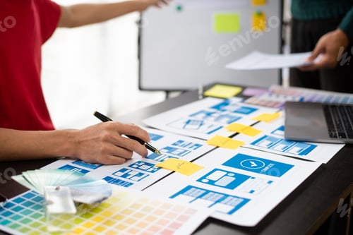 Preview: Creative digital development agency. UX graphic designer planning application process development