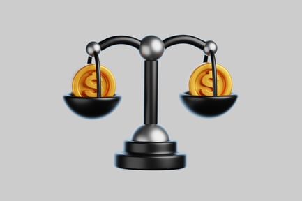 Preview: Balance scale with golden coins