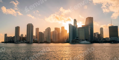 Preview: Stunning view of a metropolitan cityscape with an abundance of modern skyscrapers and a river