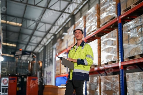 Preview: Young warehouse workers working together. Business distribution supply and logistic shipment.