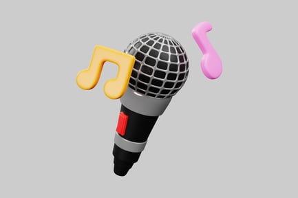 Preview: Cartoon microphone with musical notes