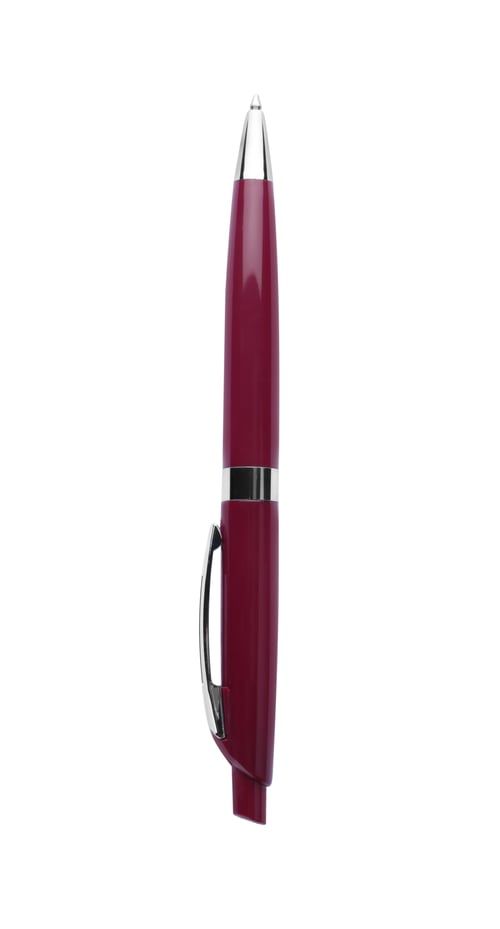 Preview: New retractable pen isolated on white. School stationery