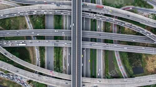 Preview: Aerial view elevated road and traffic junctions, Modern construction design traffic ways traffic jam