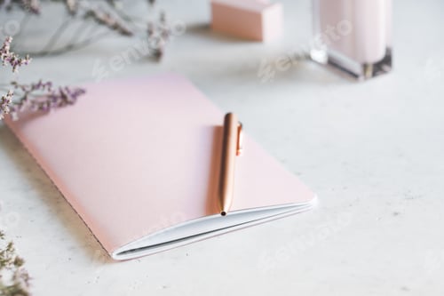 Preview: Pink empty paper notebook