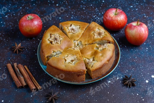 Preview: Sweet homemade apple cake with cinnamon.