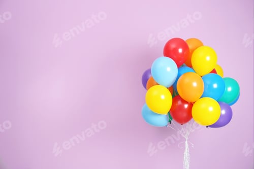 Preview: Bunch of bright balloons and space for text against color background