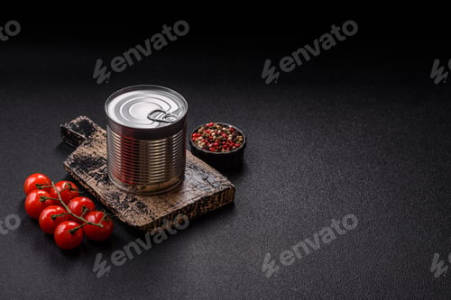 Preview: Metal cylindrical can with canned food