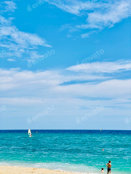 Preview: Beach scene, windsurfer, Spain.