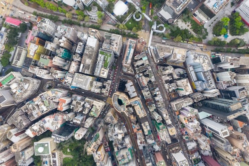 Preview: Tsim Sha Tsui East, hong Kong 21 April 2019: Aerial view of Hong Kong city