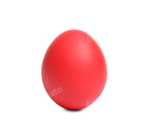 Single Red Egg Symbolizing Easter on White Background