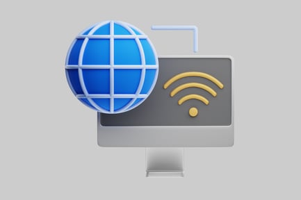Preview: Computer Monitor with Globe and Wi-Fi Symbol