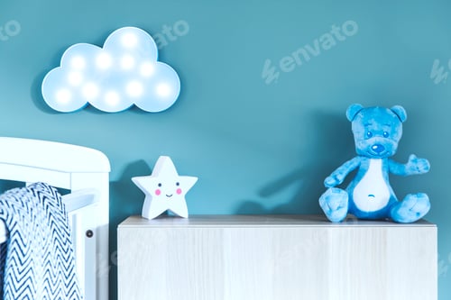 Preview: Stylish scandinavian kid room with copy space.