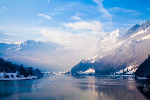 Preview: Fantastic winter landscape. Panoramic view of beautiful winter