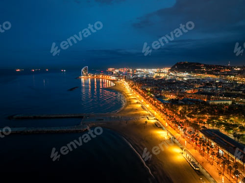 Preview: Barcelona beaches lit at night
