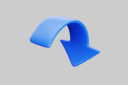 Preview: Curved blue arrow graphic element