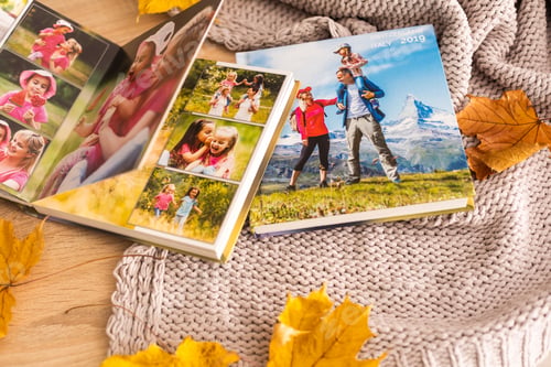 Preview: photobook album and yellow leaves
