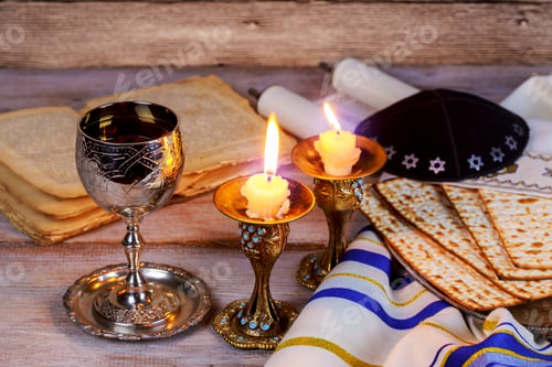 Preview: Shabbat Shalom - Traditional Jewish Sabbath ritual challah bread,