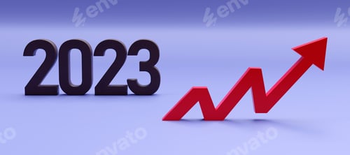 Preview: 2023 Interest rate increase, rising inflation. New Year number and red arrow up