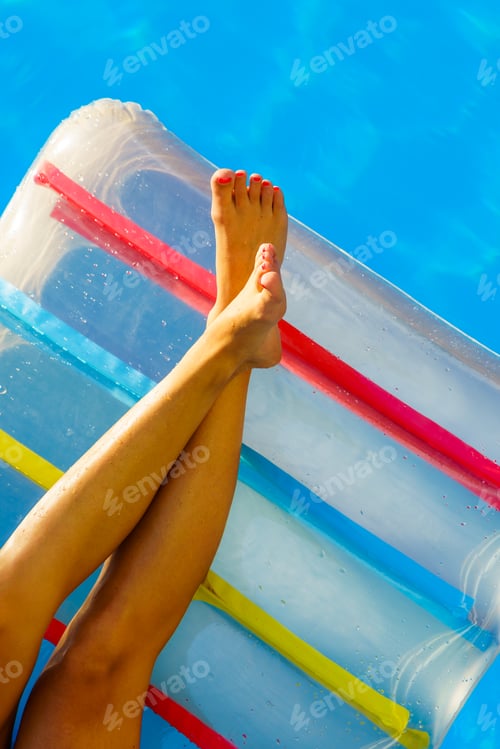 Preview: amazing beautiful girl in bikini on an air mattress