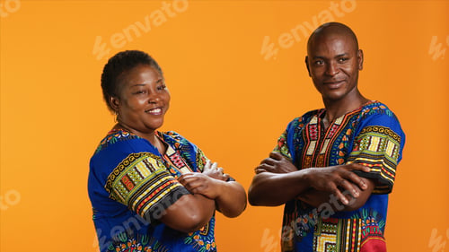 Preview: African american people in traditional apparel on camera