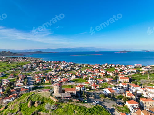 Preview: Aerial drone view of Cunda Island. Balikesir - Turkey
