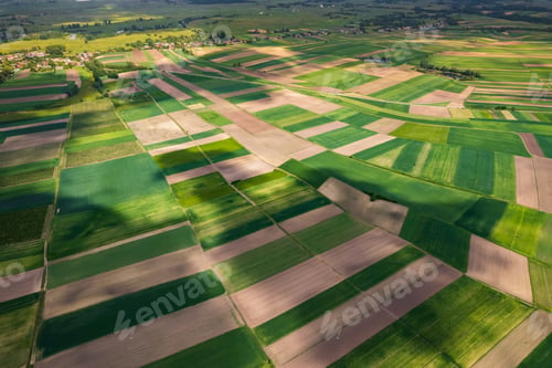 Preview: Beautiful Lush Farm Fields in Countryside,Poland. Drone View from Above