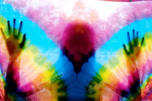 Preview: Shadow of one person on colourful batik cloth