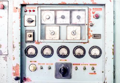 Preview: Close up Rustic control panel of old machine,grunge object