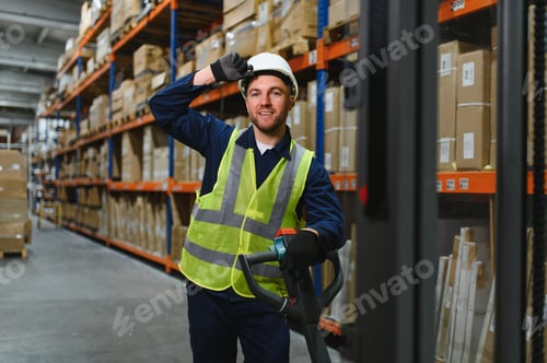 Preview: Storehouse manager supervising the lift truck operator