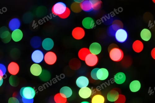 Preview: Colorful festive blurry lights of Christmas decorations