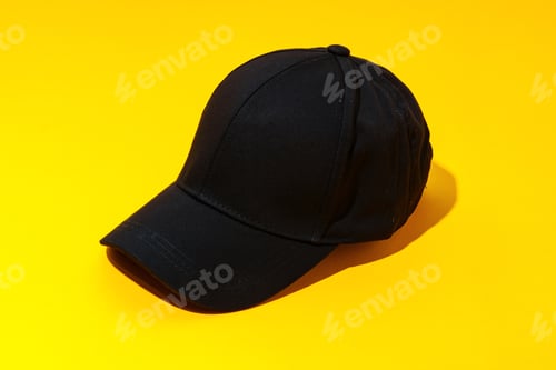 Preview: Baseball hat against yellow background in studio